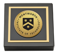 Wentworth Institute of Technology Gold Engraved Medallion Paperweight