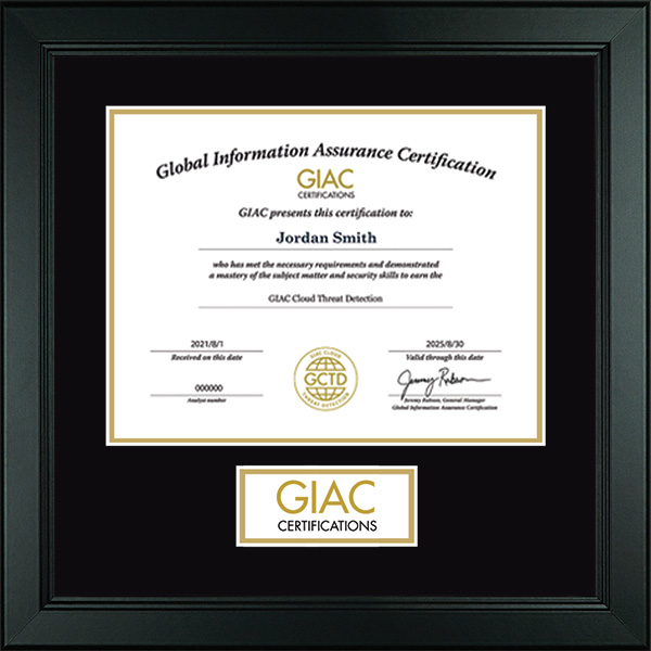 GIAC Organization certificate frame - Lasting Memories Banner Certificate Frame in Arena