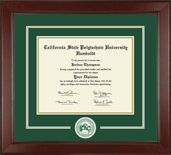 California State Polytechnic University Humboldt Lasting Memories Circle Logo Diploma Frame in Sierra
