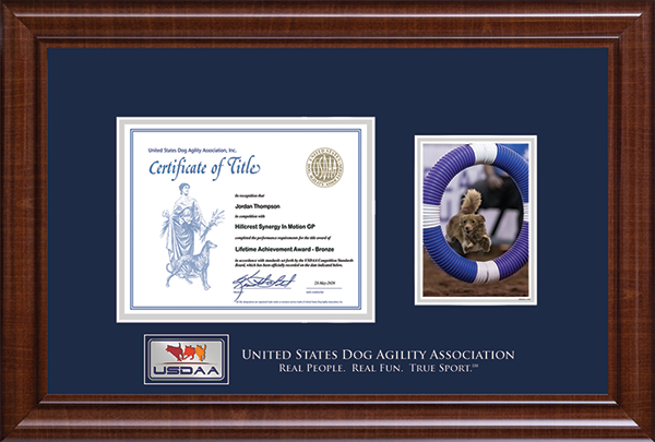 U.S. Dog Agility Association certificate frame - Masterpiece Medallion Agility Certificate & 5'x7' Photo Frame in Prescott