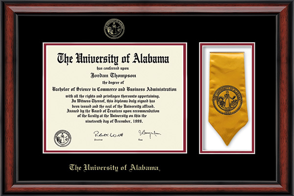 The University of Alabama Tuscaloosa diploma frame - Commemorative Sash Diploma Frame in Southport