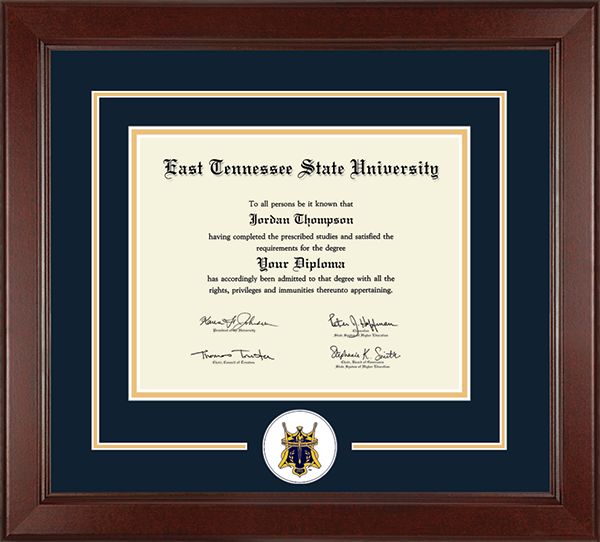 East Tennessee State University Lasting Memories Circle Logo Diploma Frame in Sierra