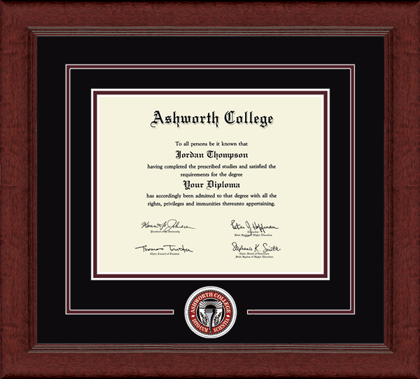 Ashworth College diploma frame - Lasting Memories Circle Logo Diploma Frame in Sierra