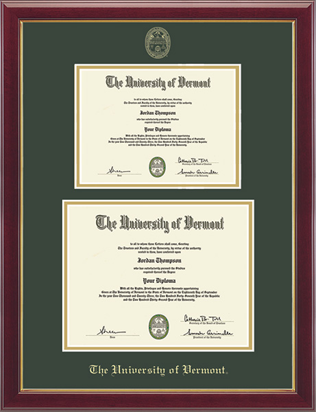 The University of Vermont diploma frame - Double Diploma Frame in Gallery