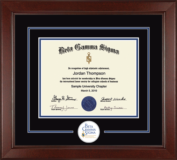 Beta Gamma Sigma Honor Society certificate frame - Lasting Memories Circle Logo Certificate Frame in Sierra