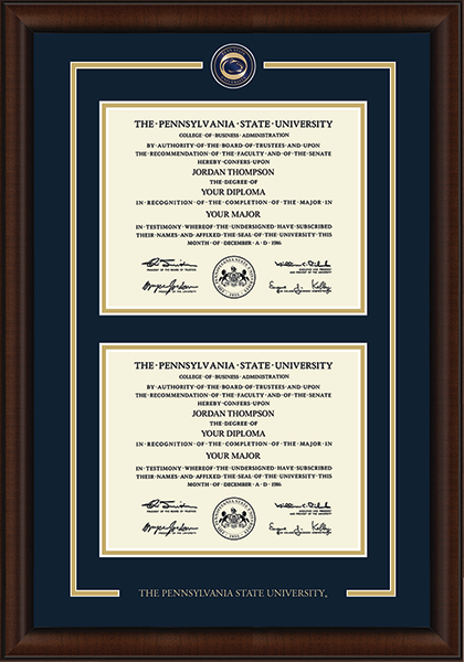 Pennsylvania State University diploma frame - Showcase Double Diploma Frame in Lenox