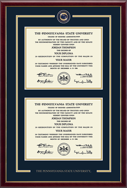 Pennsylvania State University diploma frame - Showcase Double Diploma Frame in Galleria