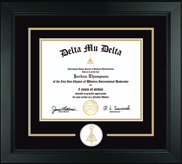 Delta Mu Delta Honor Society certificate frame - Lasting Memories Circle Logo Certificate Frame in Arena