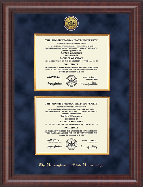 Pennsylvania State University diploma frame - Double Presidential Diploma Frame in Premier