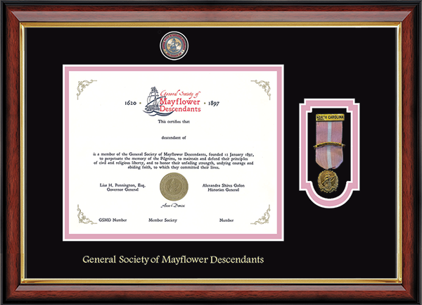 The Mayflower Society certificate frame - Masterpiece Medallion & Medal Certificate Frame in Southport Gold