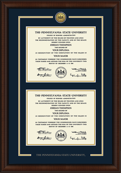 Pennsylvania State University diploma frame - Showcase Double Diploma Frame in Lenox