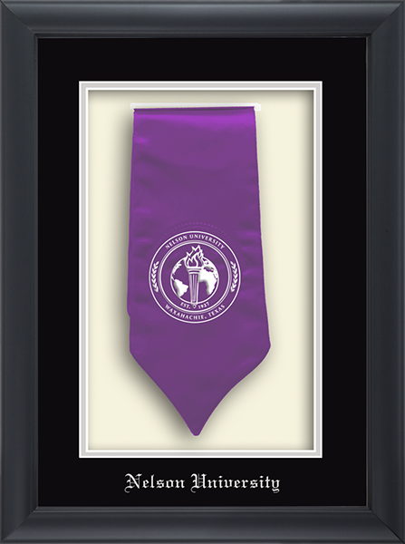 Nelson University Sash frame - Commemorative Sash Shadow Box Frame in Obsidian