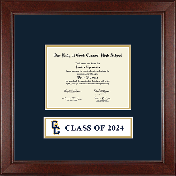 Our Lady of Good Counsel High School diploma frame - Lasting Memories Banner Diploma Frame in Sierra
