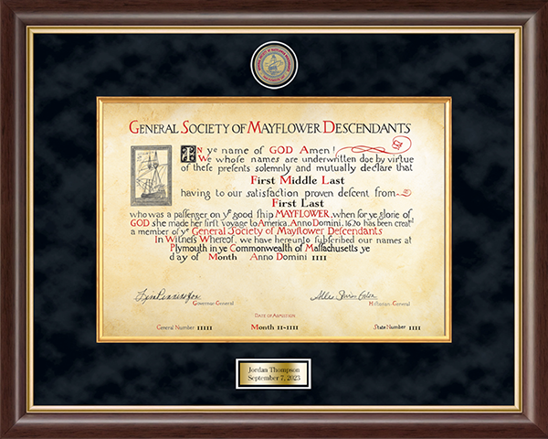 The Mayflower Society certificate frame - Presidential Masterpiece Certificate Frame in Hampshire