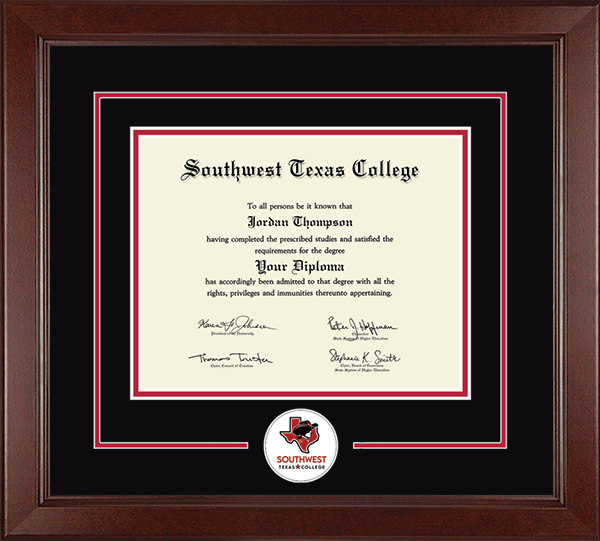 Southwest Texas College diploma frame - Lasting Memories Circle Logo Diploma Frame in Sierra