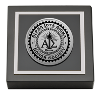 Alpha Iota Sigma diploma frame - Silver Engraved Medallion Paperweight