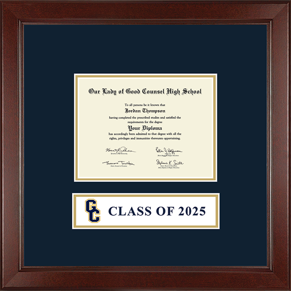 Our Lady of Good Counsel High School diploma frame - Lasting Memories Banner Diploma Frame in Sierra