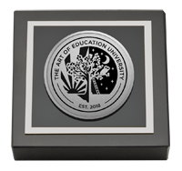 The Art of Education University diploma frame - Silver Engraved Medallion Paperweight