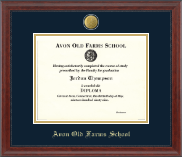 Avon Old Farms School in Connecticut diploma frame - 23K Medallion Diploma Frame in Signature