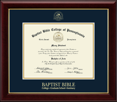 Baptist Bible College and Seminary diploma frame - Gold Embossed Diploma Frame in Gallery