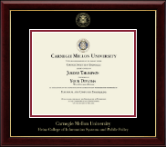 Carnegie Mellon University Gold Embossed Diploma Frame in Gallery