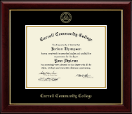 Carroll Community College Gold Embossed Diploma Frame in Gallery