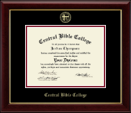 Central Bible College Gold Embossed Diploma Frame in Gallery