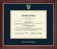 Clarke College Gold Embossed Diploma Frame in Kensington Gold