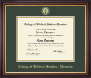 College of Biblical Studies - Houston diploma frame - Gold Embossed Diploma Frame in Regency Gold