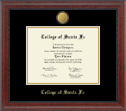 College of Santa Fe 23K Medallion Diploma Frame in Signature