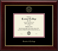 Central College Gold Embossed Diploma Frame in Gallery