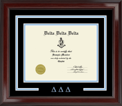 Delta Delta Delta Sorority certificate frame - Greek Letters Certificate Frame in Encore