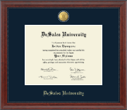 DeSales University diploma frame - 23K Medallion Diploma Frame in Signature