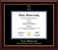 Duke University Gold Embossed Diploma Frame in Gallery