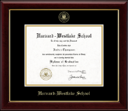 Harvard-Westlake School Gold Embossed Diploma Frame in Gallery