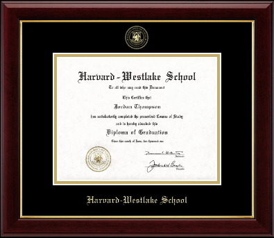 Harvard-Westlake School diploma frame - Gold Embossed Diploma Frame in Gallery