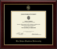 Johns Hopkins University Gold Embossed Certificate Frame in Gallery