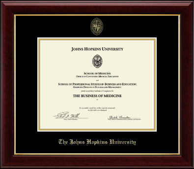 Johns Hopkins University certificate frame - Gold Embossed Certificate Frame in Gallery