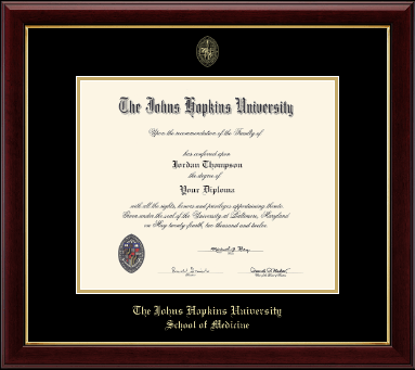 Johns Hopkins University diploma frame - Gold Embossed Diploma Frame in Gallery