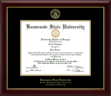 Kennesaw State University diploma frame - Gold Embossed Diploma Frame in Gallery