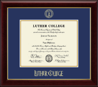 Luther College Gold Embossed Diploma Frame in Gallery
