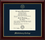 Middlebury College Gold Embossed Diploma Frame in Gallery