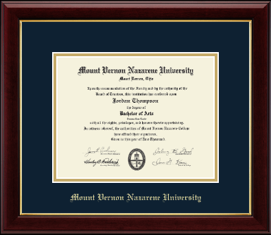 Mount Vernon Nazarene University diploma frame - Gold Embossed Diploma Frame in Gallery
