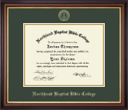 Northland Baptist Bible College diploma frame - Gold Embossed Diploma Frame in Regency Gold