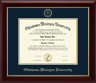 Oklahoma Wesleyan University diploma frame - Gold Embossed Diploma Frame in Gallery