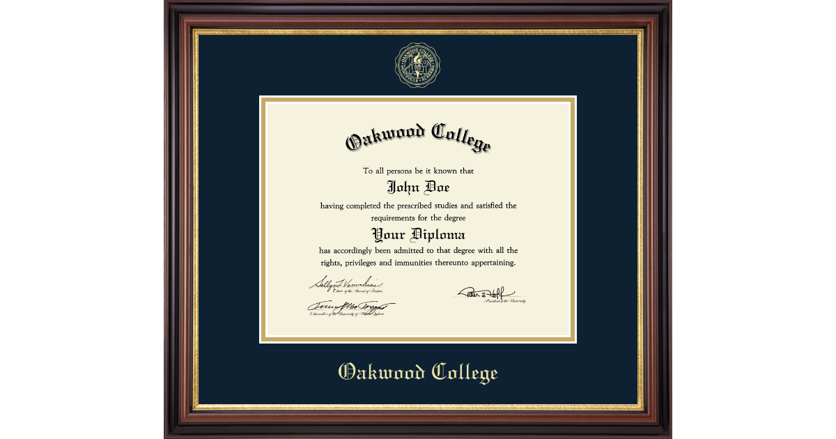 Oakwood College Diploma Frame Church Hill Classics