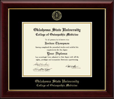 Oklahoma State University College of Osteopathic Medicine diploma frame - Gold Embossed Diploma Frame in Gallery