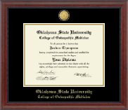 Oklahoma State University College of Osteopathic Medicine 23K Medallion Diploma Frame in Signature