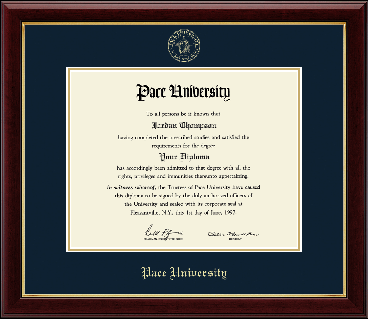 Pace University Gold Embossed Diploma Frame in Gallery Item 116334