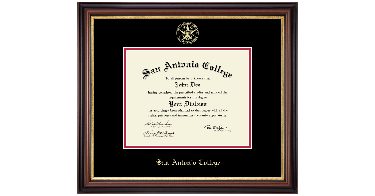 Gold Embossed Diploma Frame in Regency Gold San Antonio College Item